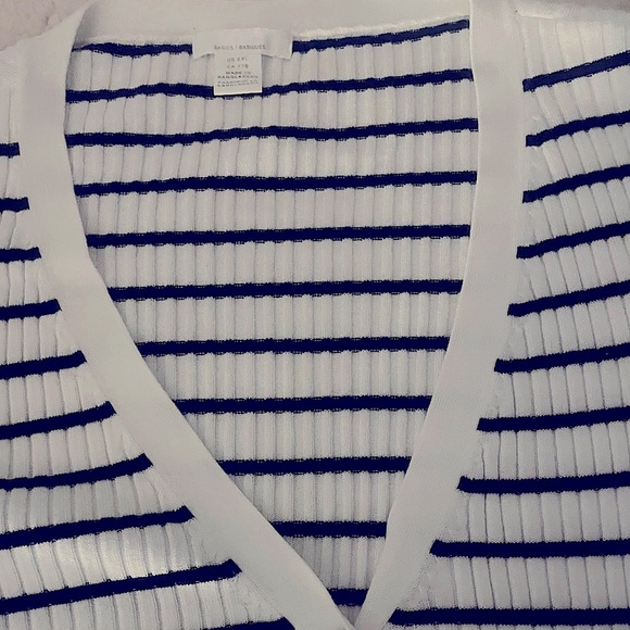 H&M Basics Black and White (XXL) Striped V-Neck Horizontal Casual Cardigan - Picture 7 of 10